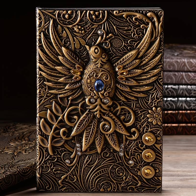 Mridshala 3d Embossed diary journal handbook Pheonix Gold