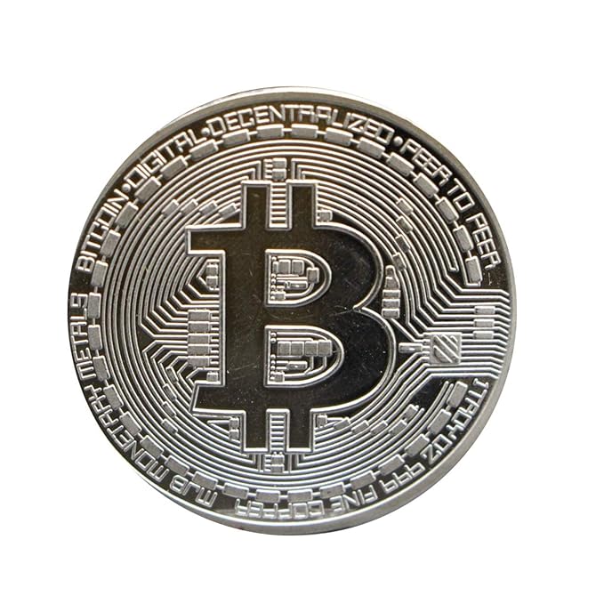 Mridshala Bitcoin Crypto Currency Silver Colour Plated Real Metal 40MM Diameter